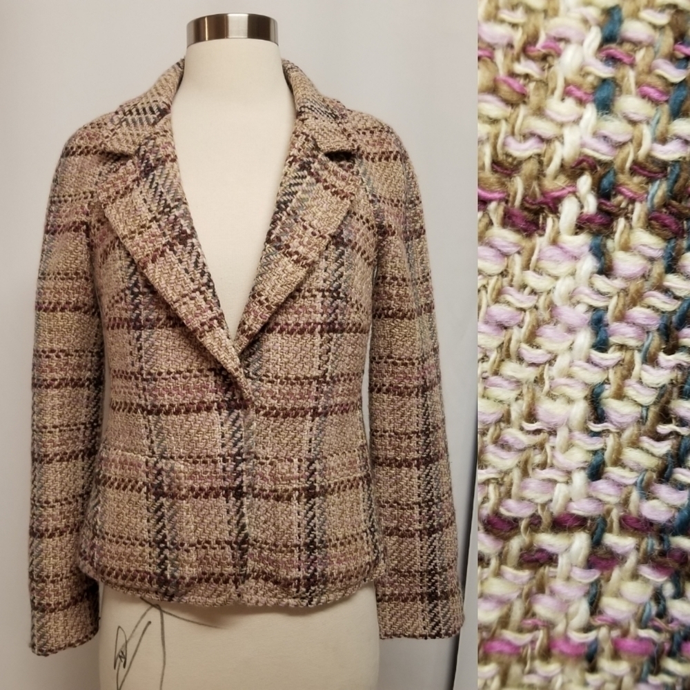 Vintage 90s y2k Body‎ by Victoria's Secret Wool Tweed Twee Plaid Blazer 4
